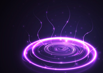 Obraz premium Circle light effect with blue lines. Abstract background. Vector graphic design.