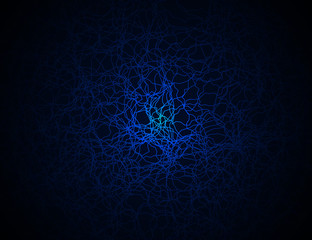 Vector abstract light. Blue chaos lines glowing background.