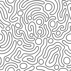 Curved lines and circles seamless pattern.