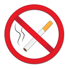 Red sign smoking ban. Stop cigarette nicotine. Vector illustration.
