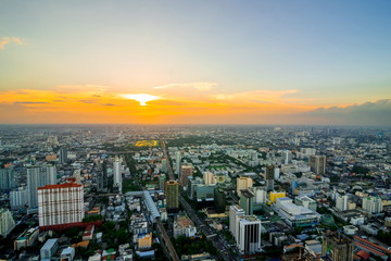 Fototapeta na wymiar Bangkok Cityscape, Business district with high building at sunshine day, Bangkok, Thailand
