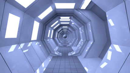 Fototapeta premium Futuristic hallway. Interior concept design