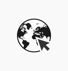 Go to web internet icon / sign in flat style isolated. Earth globe symbol.