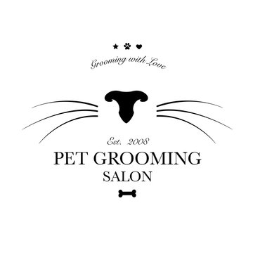 Logo for pet hair salon, pet styling and grooming shop, store for dog and cats. Vector illustration