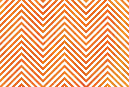 Watercolor orange stripes background, chevron. © perekotypole