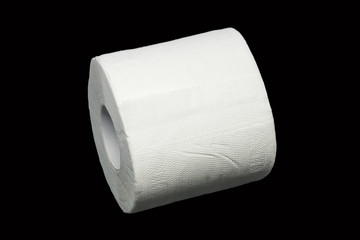 Toilet paper on black background.