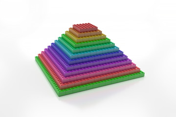 Rainbow blocks pyramid - Concept -Isolated.3D illustration