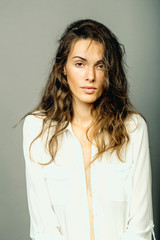 Fototapeta premium sexy young woman in white shirt