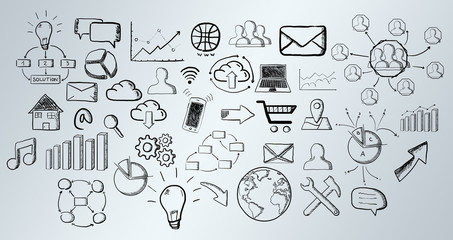 Hand drawn web icons set