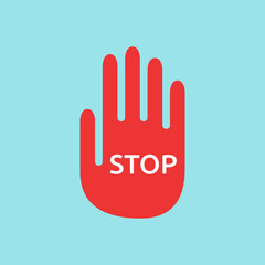 Red hand showing stop