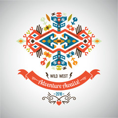 Vector colorful decorative element on native ethnic style