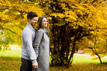 Couple in autumn park