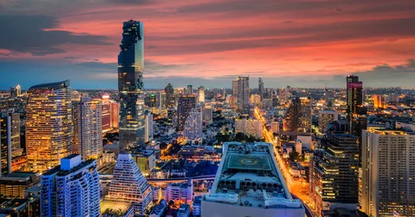 Fotobehang Bangkok city at sunset © anekoho