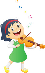 happy girl playing violin