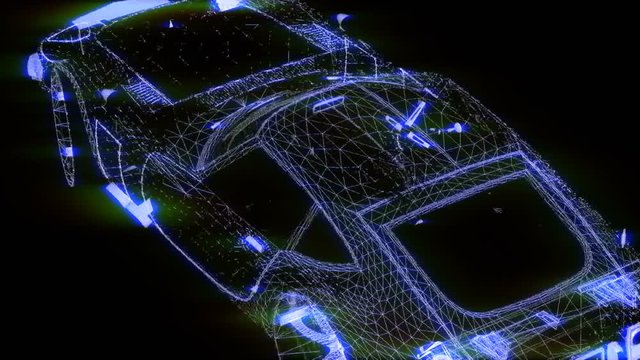 Wireframe sports car tanimation