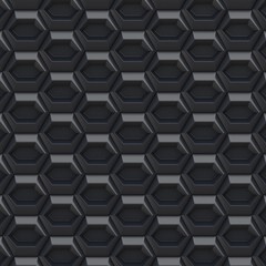 Black abstract hexagonal background. 3D