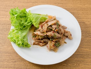 Spicy Grilled Beef Salad on White Dish