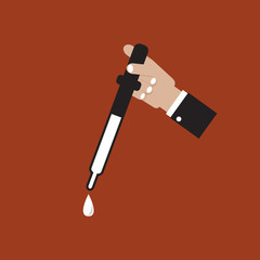 Medical Pipette In Hand Vector Illustration.