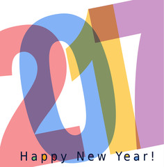 The 2017 year. Colorful logo for greeting card and calendar.
