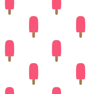 Pink ice cream popsicle pattern seamless vector