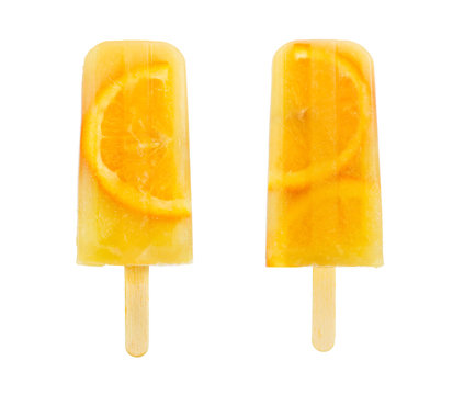 Set of two fruits orange ice lolly