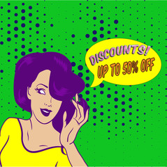 Поп арт девушка постер скидки 