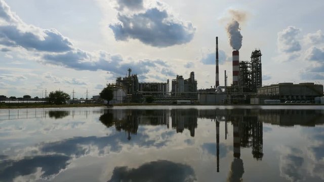 The smoke from the chimney oil refinery