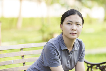 Woman so Serious at Park