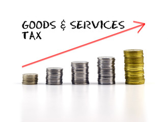 Stacks of coins on white background