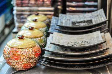 Painted Ceramic Pottery In Thai Handmade Style For Home Decoration