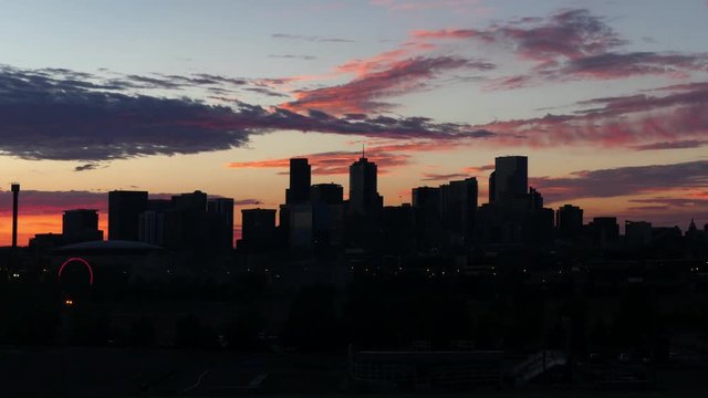 Denver Skyline Pink Clouds Before Dawn