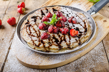 Crepes with fruit and chocolate