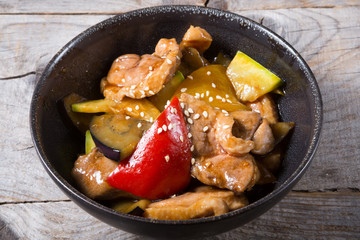 Duck meat salad