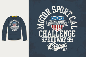 T-shirt print. Graphic design. Artwork. Motor Sport.