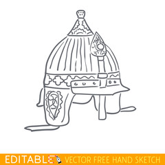 Ancient byzantine helmet. Editable vector icon in linear style.
