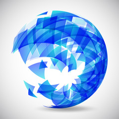 Abstract futuristic blue sphere made of triangles. Vector illustration