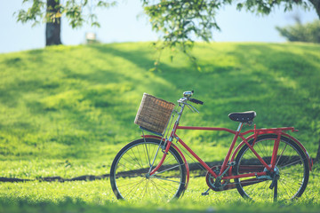 Fototapeta premium Red Japan style classic bicycle at the park