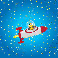 alien spaceship . orange alien in space vector.