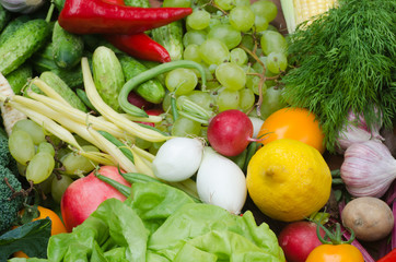 group of vegetables and fruits on table