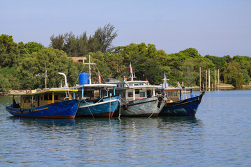 Fototapeta na wymiar fishing boat park at harbor