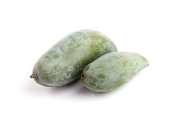 Green Thai mango isolated on white background