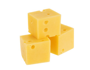 Cubes of cheese isolated on white