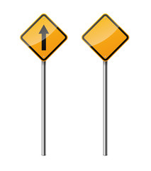 Set of 2 road signs, isolated on white background. EPS10 vector illustration.