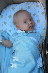 Cute one month old baby boy
