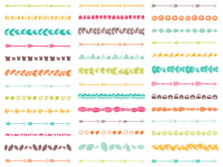 Big set of 39 abstract seamless brushes Aztec boho style.