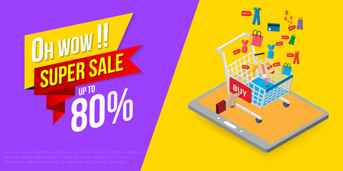 Fototapeta premium Sale banner and vector of online shop