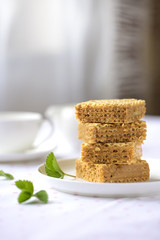 Cakes for breakfast - wafers with caramel