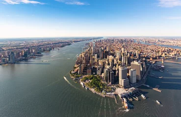 Gordijnen Aerial view of lower Manhattan New York City © Tierney