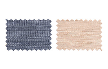 Set of sample pieces color fabric isolated on white