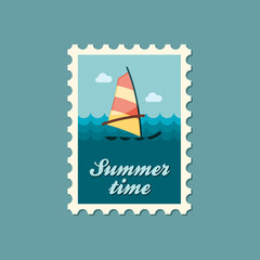 Board Windsurfing stamp. Summer. Vacation